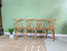 Mid Century Spindle Stick Back Dining Chairs Vintage Priory X4 Four
