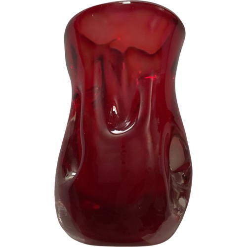 Red glass decorative vase - red,