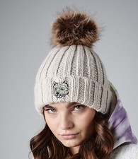 West Highland Terrier Gifts, Faux Fur Chunky Knit Pom Pom Beanie Hat.