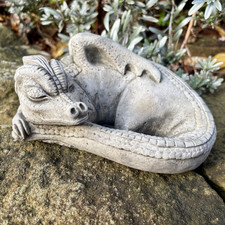 Stone Sleeping Dragon Ornament – Cute Garden Stone Dragon Statue Frost-Proof