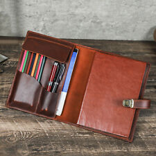 Handmade A5 Leather Notebook Cover Business Journal Case with Lock Closure