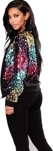 Ladies glitter bomber jacket - glitter,