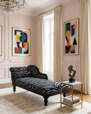 Luxury zebra velvet chaise - zebra,
