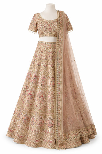 Ivory beige silk pakistani