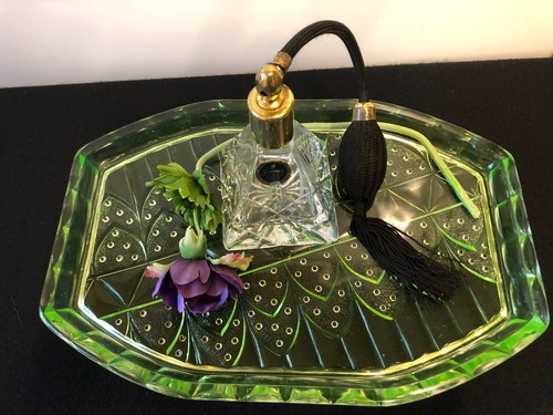 Art deco green vanity tray - green, &
