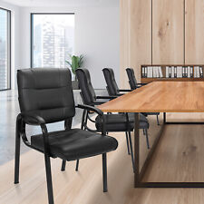 Leather Guest Chair Waiting Room Office Desk Side Chairs Reception Black