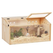 Wooden Hamster Cage, Hamster Hutch Small Animals Hide with Visible Acrylic Board