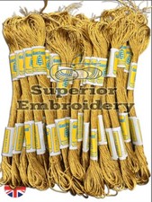 6 x Gold Metallic Cross Stitch Threads Embroidery Light Effect Floss 8m Skeins
