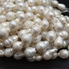 White Freshwater Raindrop Teardrop Pearls- 15mm-20mm, 14", for Jewellery Making