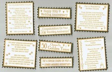 4 GOLD 50 WEDDING ANNIVERSARY Greeting Card Craft Verse Toppers W/WO Sentiments