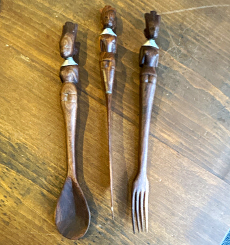 3pc carved wooden serving - wooden,
