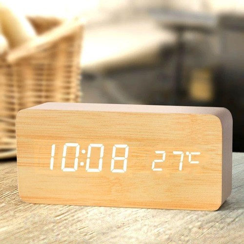 Wooden digital alarm - clock, led