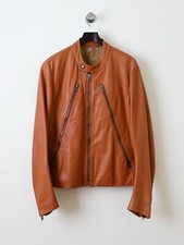 Maison Martin Margiela 5 Zip Leather Moto Jacket Brown 50 Large