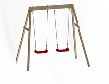 Kids Wooden Swing Set - Double  (Red)