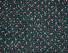 Vintage Cranston Calico Fabric Navy Pink Floral 2.8 Yards