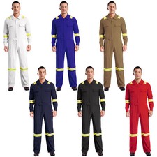 Men Jumpsuits Zipper Coveralls Dungarees Overalls Stripes Workwear Uniforms