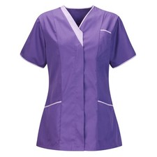 Ladies Womens Healthcare Nurses Zip Fastening Tunic Top V Neck Hospital Uniform