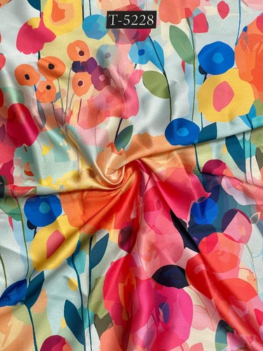 Floral satin fabric - satin,