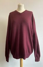 Mens James Pringle Jumper Size Medium 100% Cashmere Burgundy V Neck Pullover