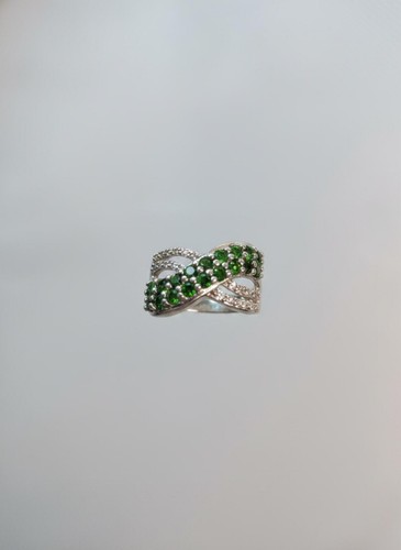 Silver ring with green - silver,