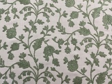 Fibre Naturelle Fabric LUCCA TYME GREEN Embroidered Linen Curtain Roman Blind