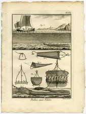 Antique Fishing Print-TRAWL