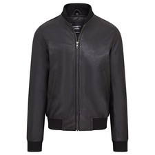 Men's Varsity Black Leather