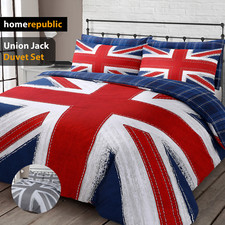 Union Jack Bedding British Flag London Duvet Cover & Pillowcase Set Reversible