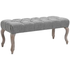HOMCOM Tufted Upholstered Accent Bench Window Seat Fabric Ottoman Bed End Stool