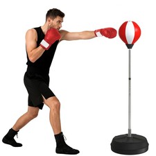 HOMCOM Punching Bag with Stand Boxing Bag Set with Adjustable Height, Red