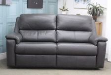 G PLAN HARPER STATIC L2 SEATER SOFA IN CAMBRIDGE SLATE LEATHER. RRP £2299.