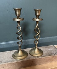 Pair of vintage brass barley