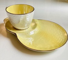 Vintage Maling Yellow Lustre Ware Tennis Set Cup and Combination Saucer Plate