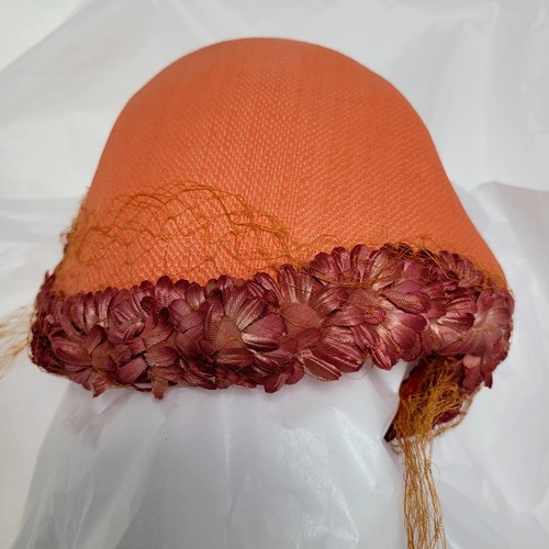 1950s ladies hat burnt orange - 1950s,