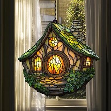 Hobbit House Suncatcher, Fairy Cottage Window Hanging Decor cottagecore