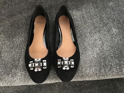 Ladies black suede clarks - suede,