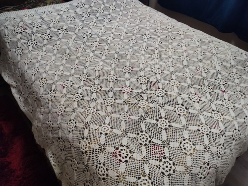 Intage handmade crochet throw - crochet,