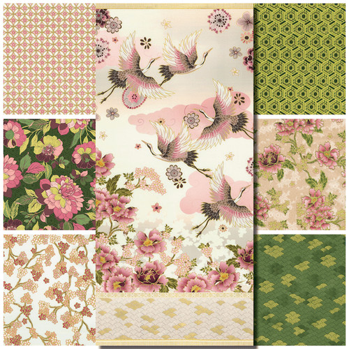 Graceful cranes cotton - cotton, fabric