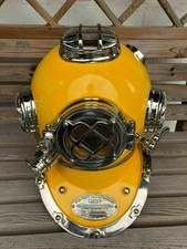 Mark V Deep Scuba 18" Full Size Antique U.S Navy Brass Divers Diving Helmet SCA