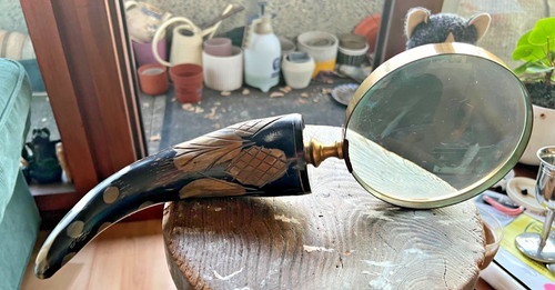 Vintage brass magnifying glass - brass,