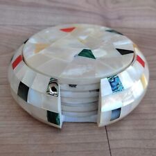 Tea Coaster Handmade Marble Flower gemstone inlay work Pietra Dura Coasters Gift