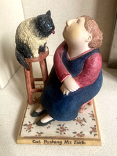 Erika Oller 2001 Figurine Real People Collection 'Cat Pushing Its Luck' No 75408