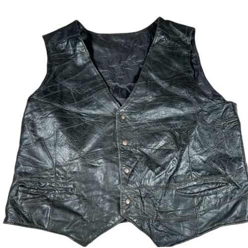 Leather waistcoat mens size - leather,