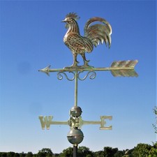 Large Bantam Rooster Copper Verdigris Finish Weathervane