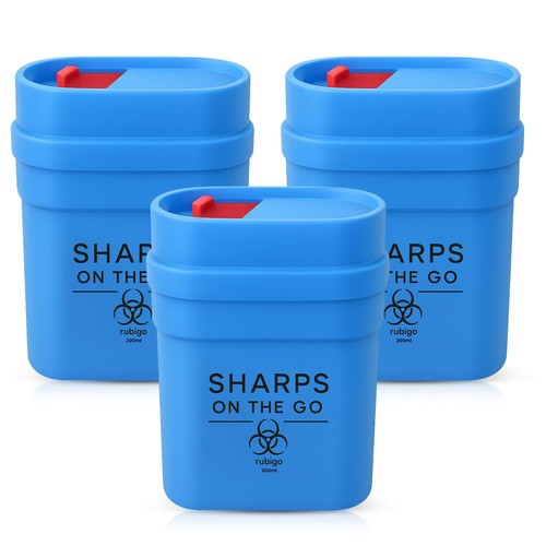 3pk travel sharps bin - bin, 0.2l