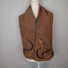 Georgina Von Etzdorf  Scarf brown blue silk wool  embroidered