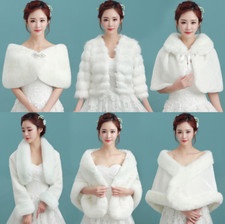 Wedding Shawl Bridal Wrap Faux Fur Stole Prom Shrug Bolero Cape Jacket Winter