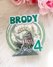 Dinosaur Boy Cake Topper 3D Shaker - Boys' Birthday - with name and age