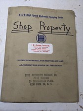 HEB HIGH SPEED COPYING LATHE OPERATOR SERVICE MANUAL MAINTENANCE OP 320 420