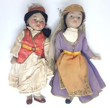 Pair of Vintage Souvenir Russian Costume Dolls 27 cm 11" High